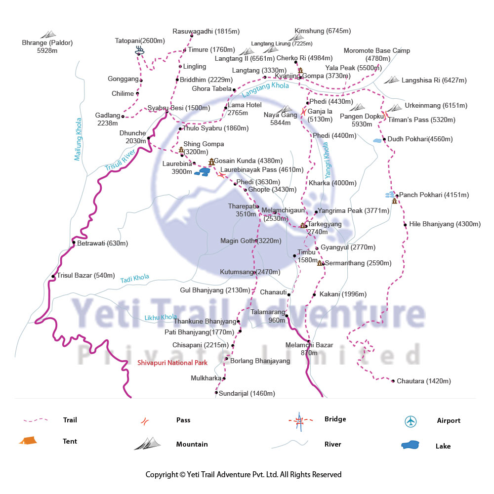 Langtang Valley trek map